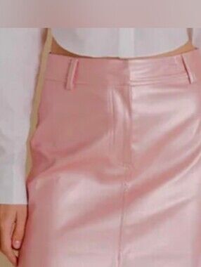 Aureum Metallic Pink Faux Leather Mini Skirt Small